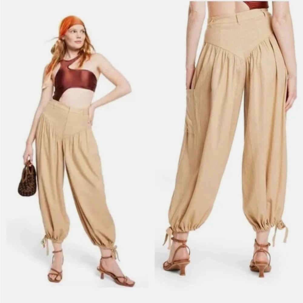NWT - Fe Noel x Target Women's Yoke High-Rise Harem Pants Khaki - SZ 12 - Picture 8 of 8